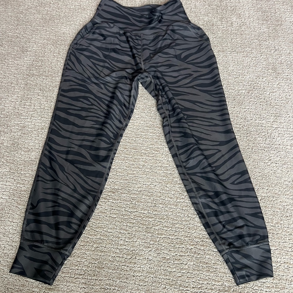 Black and Army Green Zebra Print Yoga Pants